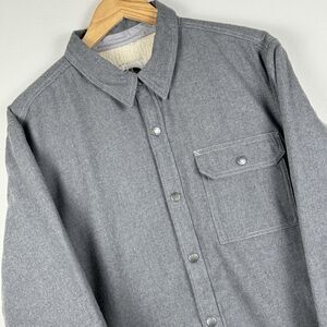 The North Face Campshire Shirt Jacket Mens Large Gray Sherpa Lined Organic Fiber